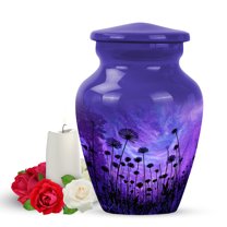 Yatskia Purple Daisy Mini Memorial Urns for Human Ashes Adult Man, Decorative Urns for Adult Ash, Little Keepsake Urn for Ashes for Women, (Classic Pack of 1, 3 Inch)