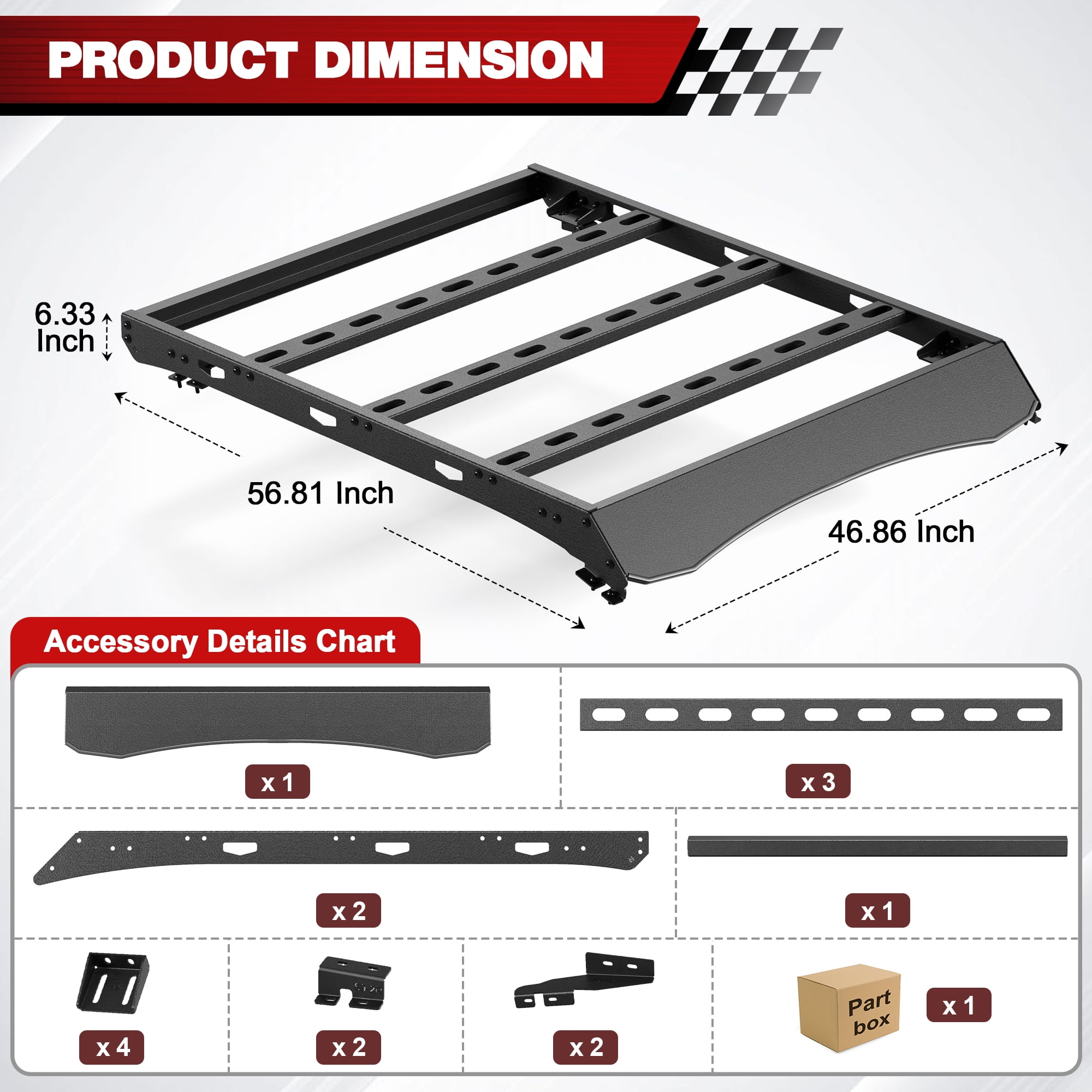 POFENZE For 2019-2025 Ford Ranger Roof Rack Heavy Duty Truck Roof Rack 800LBS Capacity Cargo Basket Carrier for Camping, Overlanding, Road Trip