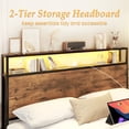 thumbnail image 5 of Fluest Queen Bed Frame with 2-Tier Storage Headboard, Metal Bed Frame with Storage Drawers & Built-in Charging Station & LED, Noise-Free, No Box Spring Needed, Easy Assembly, Retro Brown, 5 of 7