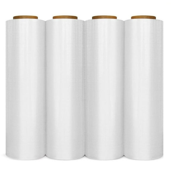 Shrink Warp Roll 18" x 1500' 80 Gauge 4 Rolls Plastic Warp for Moving Clear Stretch Film Packing Shipping Furniture Cling Warp (18 Inch x 1500 Feet, Set Of 4)