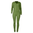 thumbnail image 6 of MSJUHEG Workout Sets For Women Tank Tops For Women 2023 Fall Winter Fashion Casual Wear Solid Color Coat Vest Pants 3 Piece Pants Set Ladies Casual Three Pcs Outfits Lounge Sets For Women Green S, 6 of 6