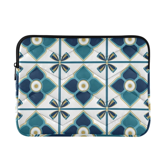 FORMRS 13"-13.3" Laptop Sleeve Protective Case Soft Carrying Quilted Computer Bag Cover, Blue Mosaic Pattern
