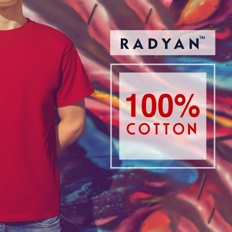 RADYAN Classic Tubular Retail Fit 1x1 Cotton Rib Short-Sleeve, Round Neck  Red Value Tee for Men 