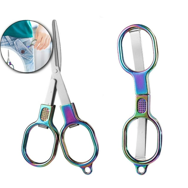 CUITING Foldable Stainless Steel Mini Travel Scissors - Portable Safety Pocket Nursing Scissors for Travel Home Office Craft Sewing