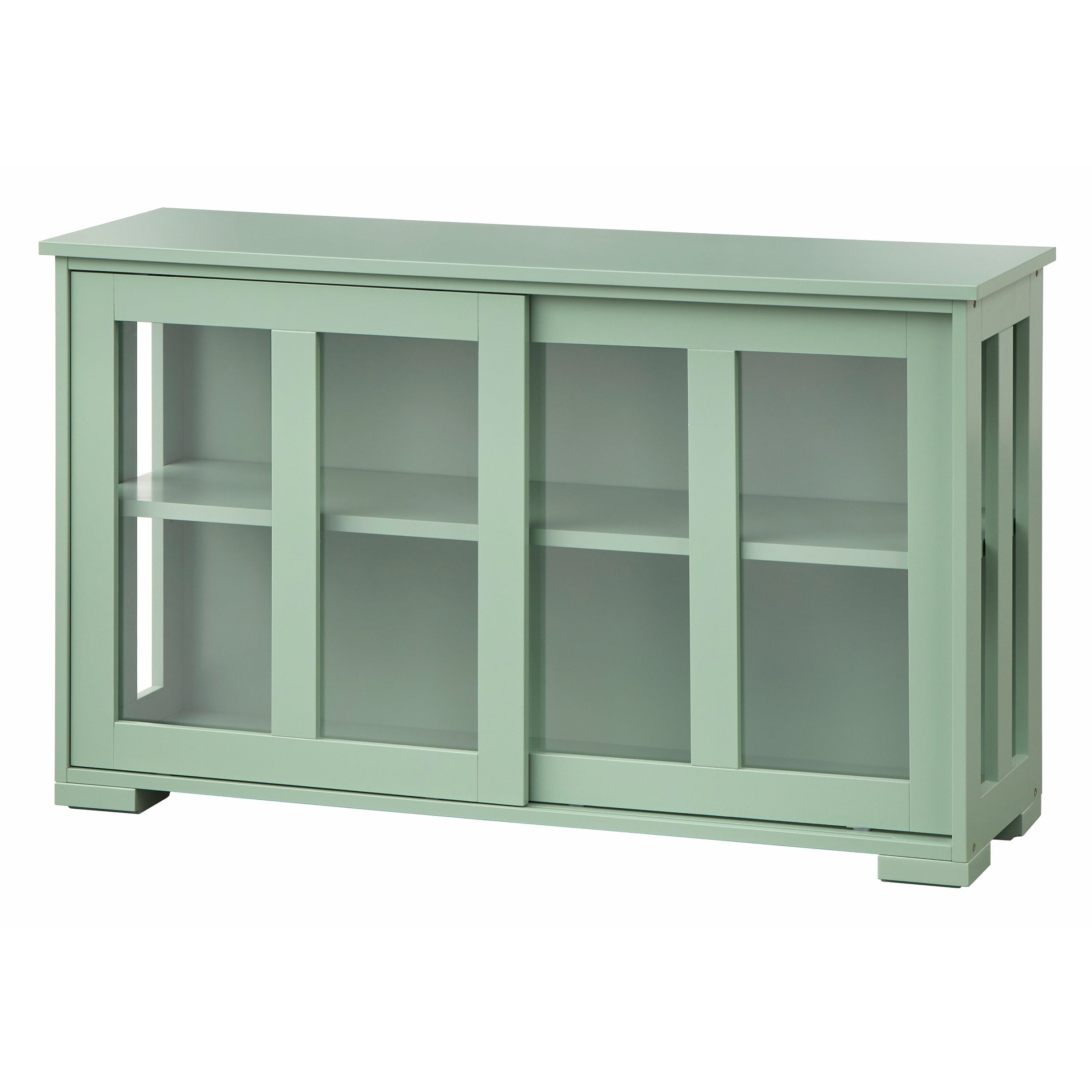 TMS Pacific Wood and Glass Sliding Door Storage Cabinet Unit, Mint