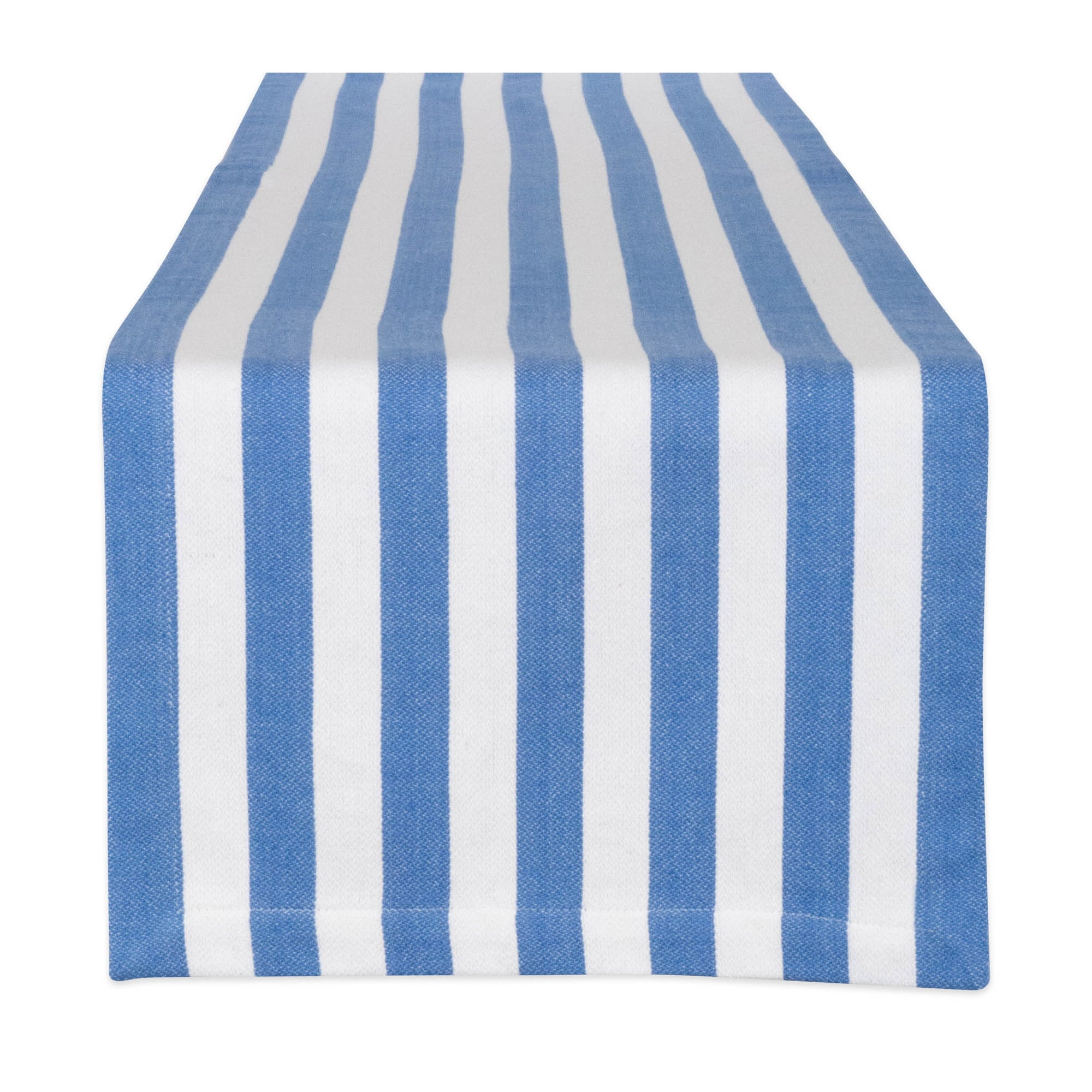 72" White and Blue Striped Rectangular Table Runner