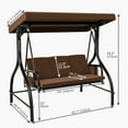 thumbnail image 5 of Dextrus Outdoor Patio Swing Chair, 3 Person Porch Swing with Adjustable Canopy, Removable Cushion, Suitable for Garden, Poolside, Balcony,(Brown), 5 of 6