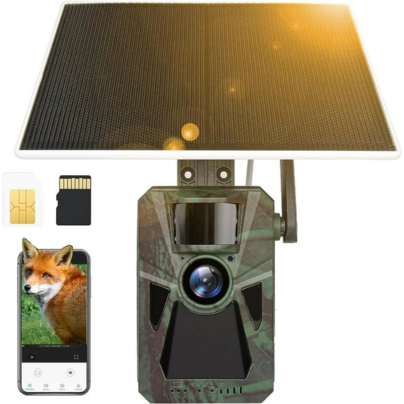 Solar 4G Cellular Trail Camera – 2.7K Ultra HD,Built-in 7500mAh Battery, Auto Nationwide Connection, Night Vision, Hunting Game Cam for Wildlife, Security & Surveillance