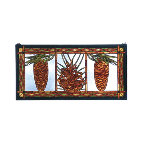 36" Wide X 18" High Pinecone Stained Glass Window