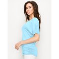 thumbnail image 5 of Made by Johnny V Neck Short Sleeve Dolman Top with Side Shirring L AQUA, 5 of 6
