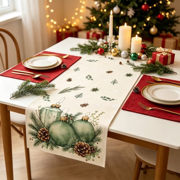 Toycle Christmas Linen Table Banners Festive Holiday Table Cover For Dining Table Home Party Tablecloth Decoration Multicolor