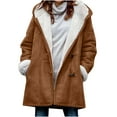 thumbnail image 2 of Winter Coats for Women 2024 Warm Sherpa Fleece Lined Jackets Plus Size Hooded Parka Faux Suede Pea Coat Outerwear,Womens Winter Coat Long Lined Horn Buckle Sherpa Jackets, 2 of 4