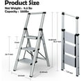 thumbnail image 6 of 3 Step Ladder,Aluminum Lightweight Folding 3 Step Stool with Anti-Slip Wide Pedal, 330lbs Capacity Step Ladder for Household,Kitchen,Office - BlackWoodgrain, 6 of 16