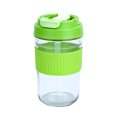 thumbnail image 2 of Vaso de paja portátil de vidrio 550ml | Tapa directa y de pajita de doble uso | Doble capa aislada a prueba de fugas | Colores Macaron Naranja Marrón Morado Verde | Soporte para teléfono, 2 of 6