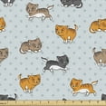 thumbnail image 1 of Cat Sofa Upholstery Fabric by the Yard, Repetitive Kittens on Polka Dots Motif Felines Playful Cartoon, Decorative Fabric for DIY and Home Accents, Pale Blue Multicolor by Ambesonne, 1 of 5