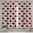thumbnail image 2 of Ambesonne Cat Valance & Curtain, Head Silhouettes Dots Girly, 55"x24", Coral Seal Brown, 2 of 6