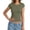A-Army Green214, variant on Womens Fitted Crop T-Shirts Crew Neck Cap Sleeve Ribbed Knit Slim Fit Layering Tees Stretchy Casual Elegant Short Top