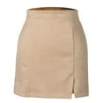 thumbnail image 5 of Lilgiuy New Casual Bag Hip Short Skirt High Waist Zipper Autumn And Winter A-line Solid Color Skirt,Beige,6（M） Winter Clothes for 2022, 5 of 5