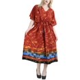 thumbnail image 5 of HAPPY BAY Women's Summer Loungewear Casual Kaftan Beach Cover Up Slit Dress Maxi Dresses Caftans for Women 2X-3X Orange, Palm Tree, 5 of 5