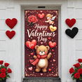 thumbnail image 6 of Red Heart Valentine's Day Banner Rose Bouquet Love Display Cupid Design Teddy Bear Happy Valentine's Backdrop for Valentine's Party Romantic Celebration Couple Gathering, 6 of 9