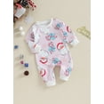 thumbnail image 3 of Elippeo Baby Girls Jumpsuit 3M 6M 12M 18M Long Sleeve Crew Neck Santa Claus Print Romper Christmas Clothes, 3 of 9
