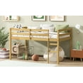 thumbnail image 6 of Bed Frame Solid Wooden, Rubber Wooden Twin Loft Bed with Ladder, Bed Platform of Strengthened Slats, Natural,Platform Bed Frame, 6 of 13