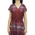 thumbnail image 3 of Bimba Women's Maroon Bohemian Drawstring Waist Dress Long Summer Wear Maxi-12, 3 of 4