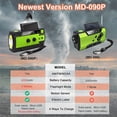 thumbnail image 2 of Radio de manivela de emergencia, radio de alerta meteorológica, radio de supervivencia con energía solar con linterna superbrillante, cargador de teléfono, alarma SOS, brújula para huracán, 2 of 5