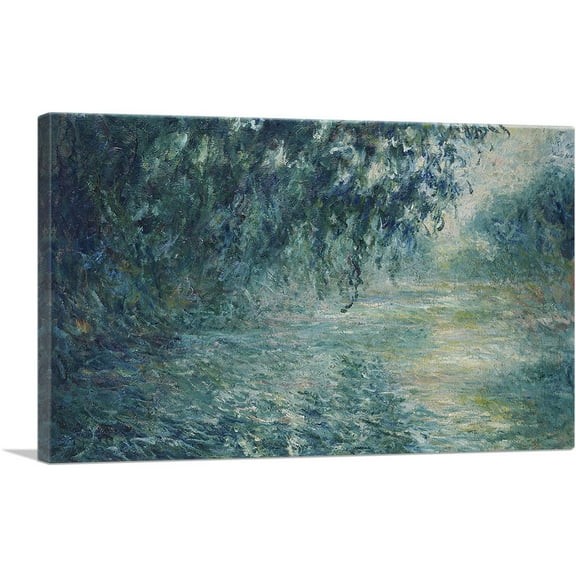 ARTCANVAS Morning on the Seine Canvas Art Print by Claude Monet - Size: 26" x 18" (0.75" Deep)