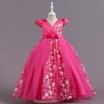 thumbnail image 4 of Fesfesfes Kids Dress Girls Sleeveless Princess Dress Bow Tie Lace Flowers Print Mesh Dress Tufted Dress, 4 of 8