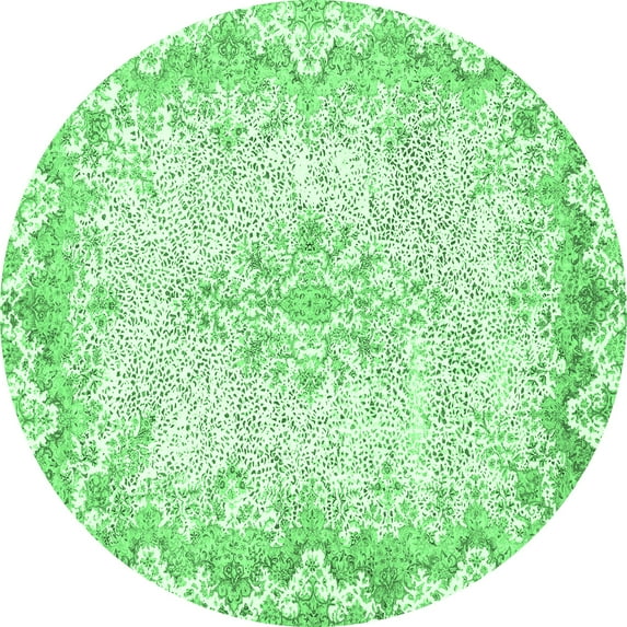 Ahgly Company Indoor Round Oriental Emerald Green Traditional Area Rugs, 6' Round