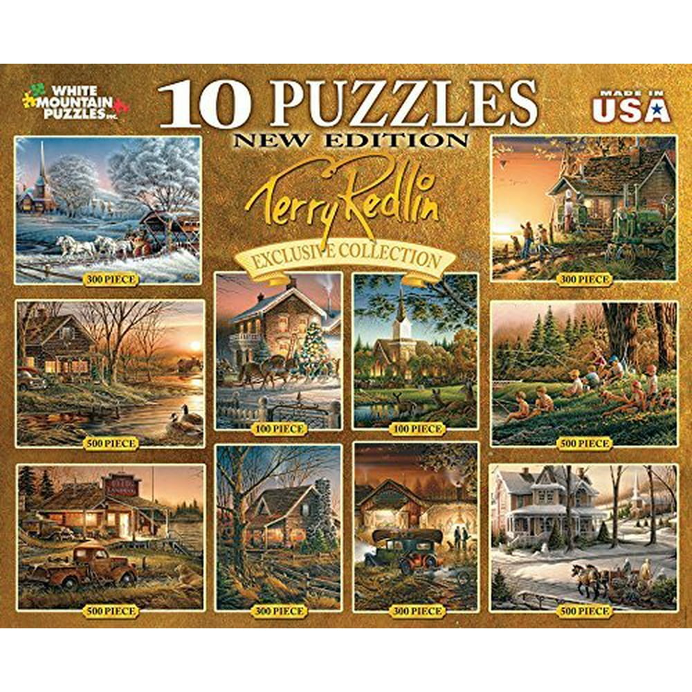 White Mountain Puzzles Terry Redlin 10in1 Gold Box Puzzle Set