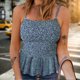 thumbnail image 4 of Camiseta sin mangas plisada sin mangas con corpiño para mujer para verano (azul oscuro L) FLhrweasw Para estrenar, 4 of 8