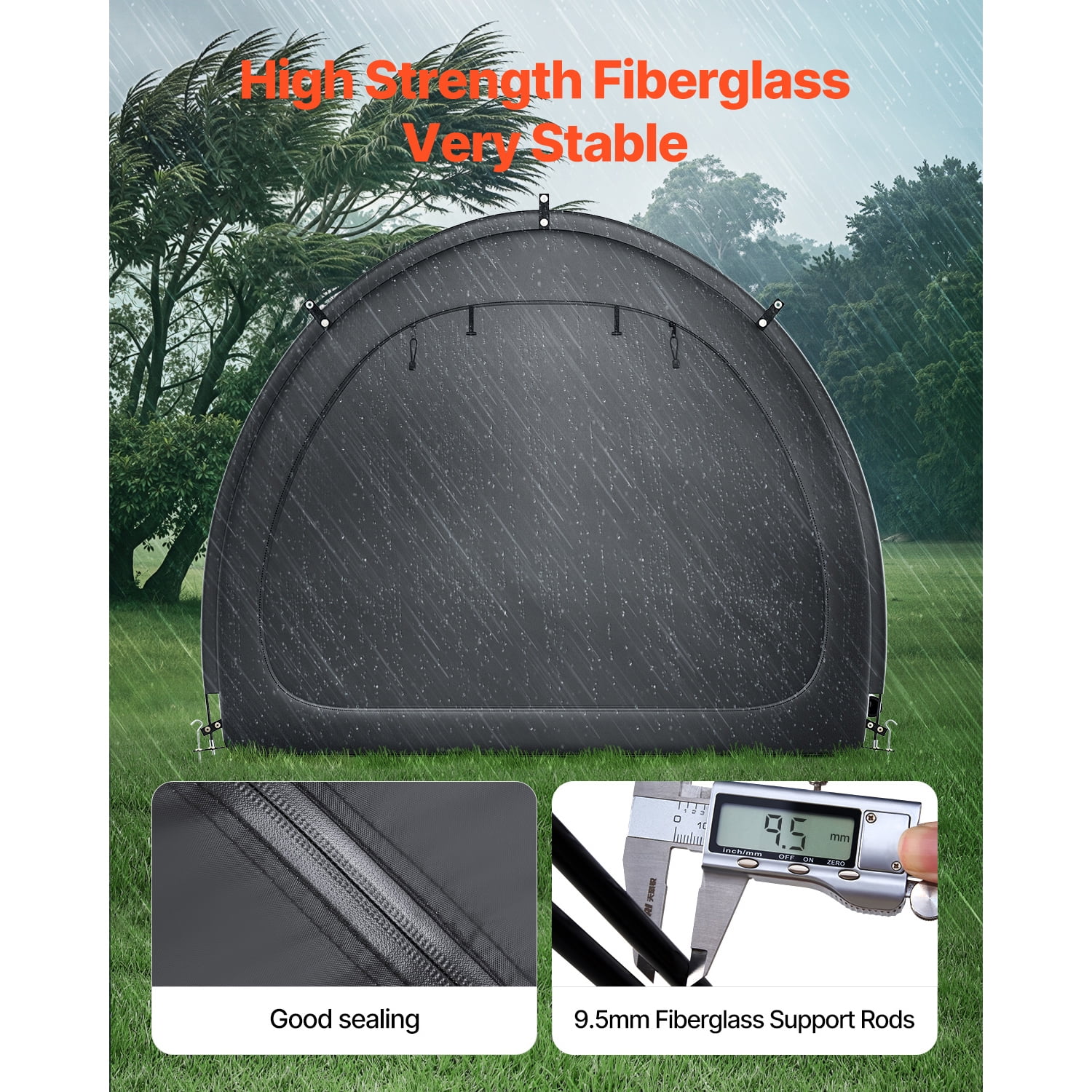 KFFKFF Outdoor Bike Shelter, Holds 4-5 Bicycles, Spacious Tent with Ventilation, Water-Resistant Design Featuring Durable Fiberglass and Dual Entry, Suitable for Bikes
