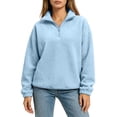 thumbnail image 5 of AKOEE Quarter Zip Pullover Womens Fleece Fuzzy Sweater Loose Long Sleeve Casual Warm Plain Sweatshirts Winter (M, Blue), 5 of 7