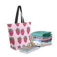 thumbnail image 2 of FORMRS Womens Canvas Tote Bag with Zipper Inner Pocket Shoulder Handbag, Cartoon Strawberry, 2 of 7