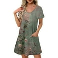 thumbnail image 2 of Xysaqa House Dresses for Womens Casual Half Sleeve Nightgown Soft Comfy Sleepwear Floral Printed Loungewear Flowy Sundress with Pockets S-2XL, 2 of 8
