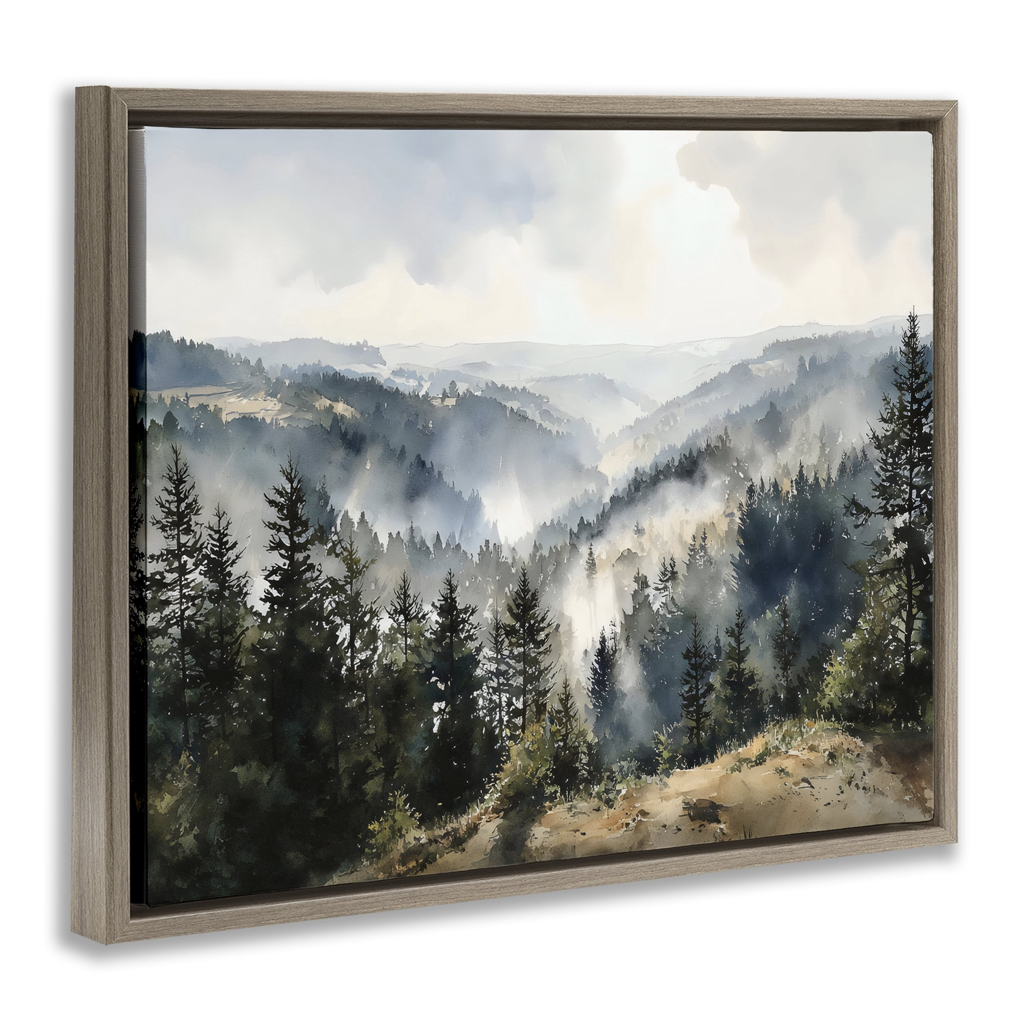 Stupell Industries Misty Tree Tops Vista Brown Framed Floater Canvas Wall Art, design by Franklyn Gregory
