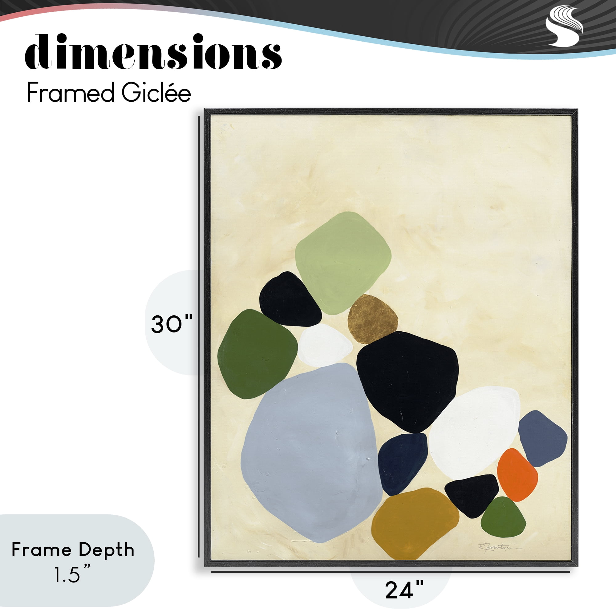 Stupell Industries Balanced Shapes Cluster Black Framed Giclee Art, design by Ruth Fromstein
