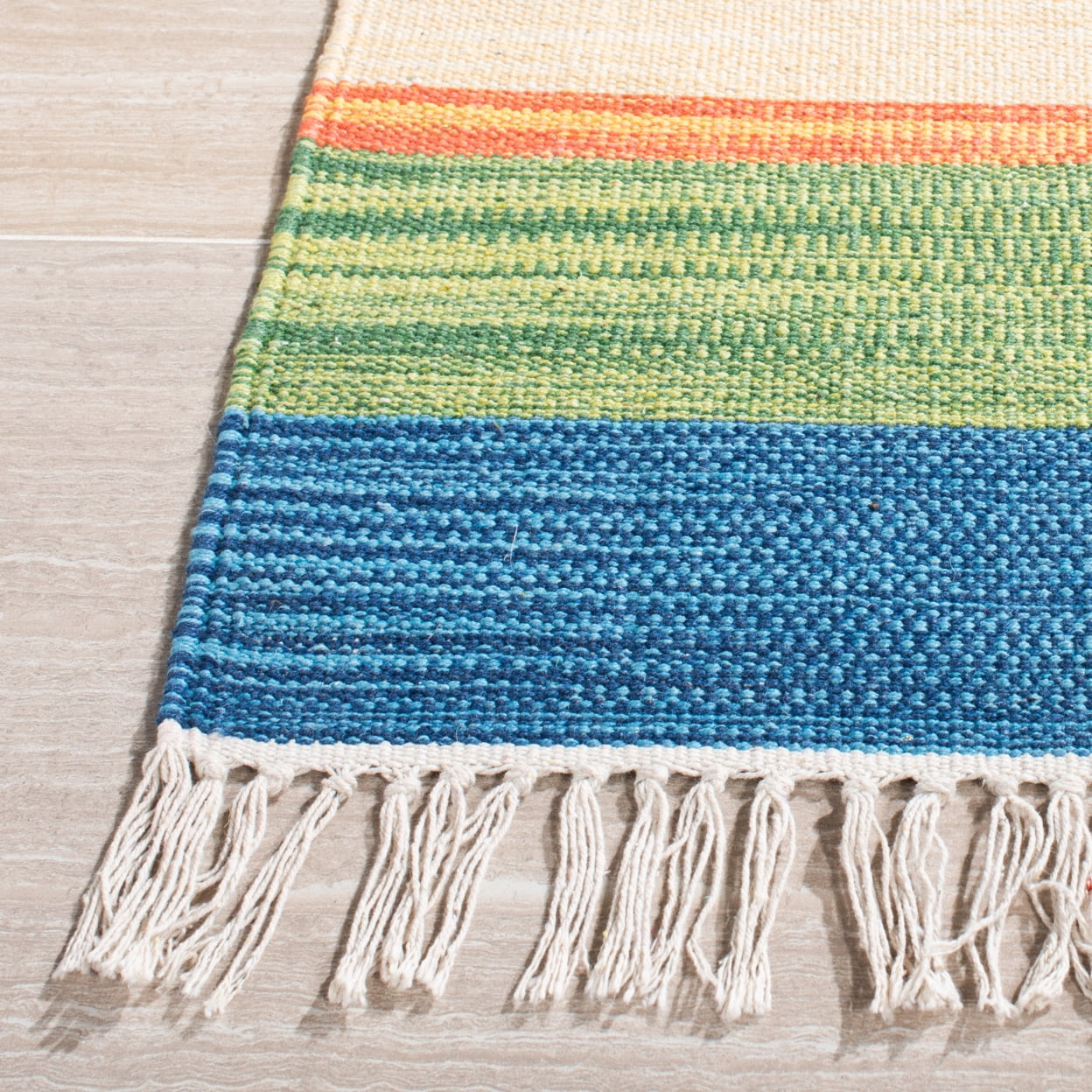 SAFAVIEH Montauk Aindreas Southwestern Cotton Area Rug, Green/Blue, 6' x 6' Square
