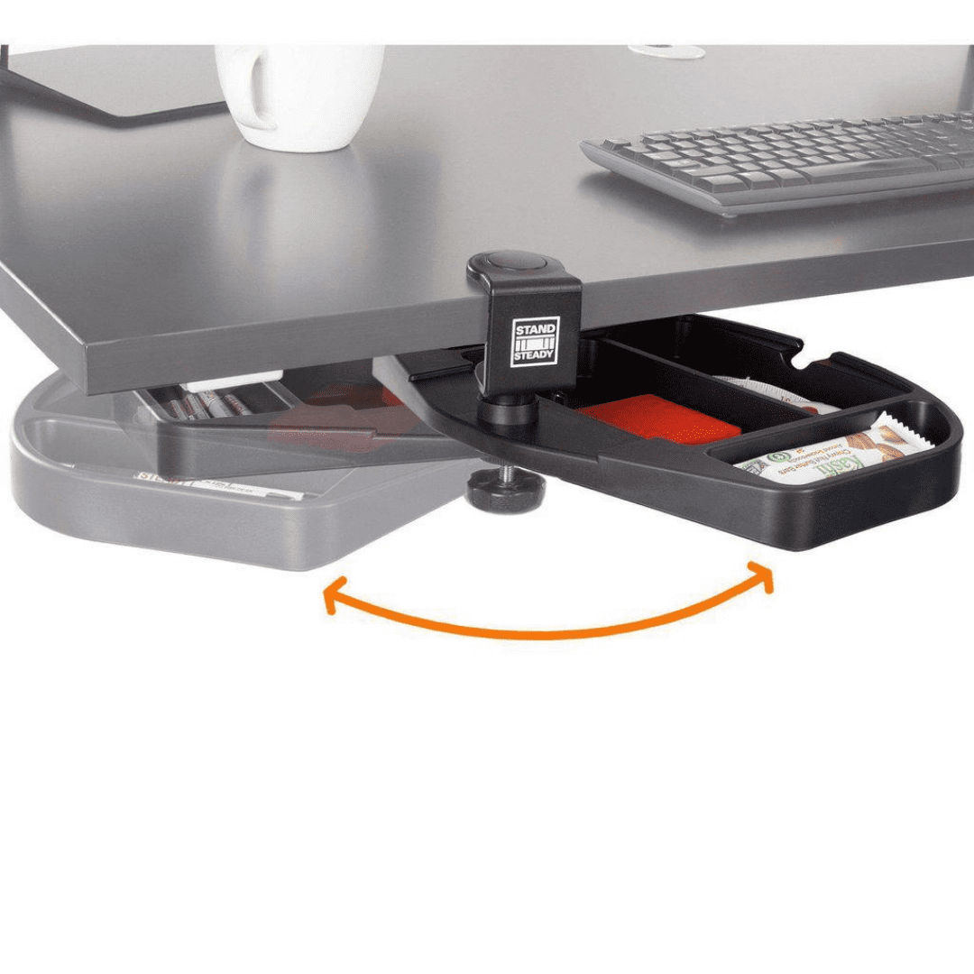 Stand Steady Original Desk Potato - Clamp-On Swivel Pencil Drawer and Desk Organizer | Unique Desk Organizer Provides Under Desk Storage for Pens, Pencils, Paper Clips & More! (Clamp-on Desk Drawer)