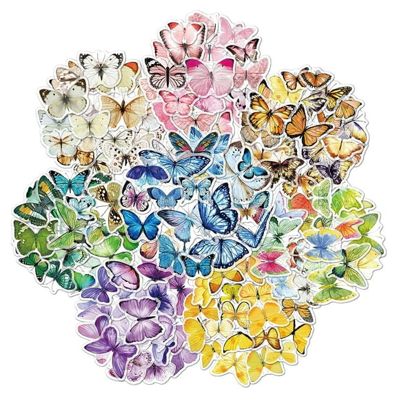 Holzlrgus 320 Pieces Transparent Butterfly Stickers Set 8 Styles Waterproof Butterfly Decorative Decals for Scrapbook DIY Crafts Album Bullet Journal Planner Water Bottles Phone Cases Laptops
