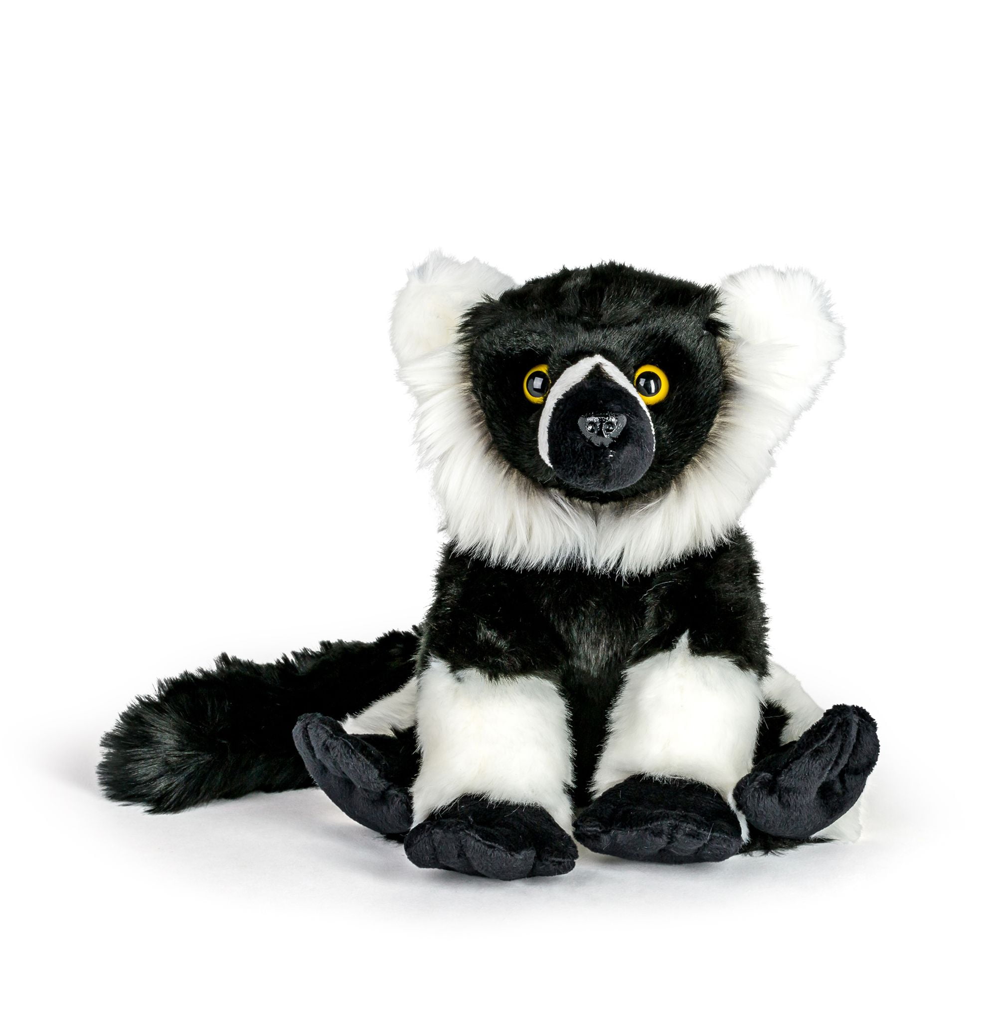 Wildlife Tree 12" Stuffed Black & White Ruffed Lemur Plush Floppy