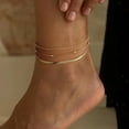 thumbnail image 4 of Godewogo Ankle Bracelets for Women Waterproof,14K Real Gold Plated Dainty Ankle Bracelets Handmade Adjustable Chain Summer Beach Jewelry Gifts, 4 of 7