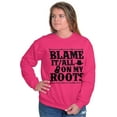 thumbnail image 4 of Blame It On My Roots Country Music Unisex Plus Fleece Graphic Sweatshirt Brisco Brands 5X, 4 of 5