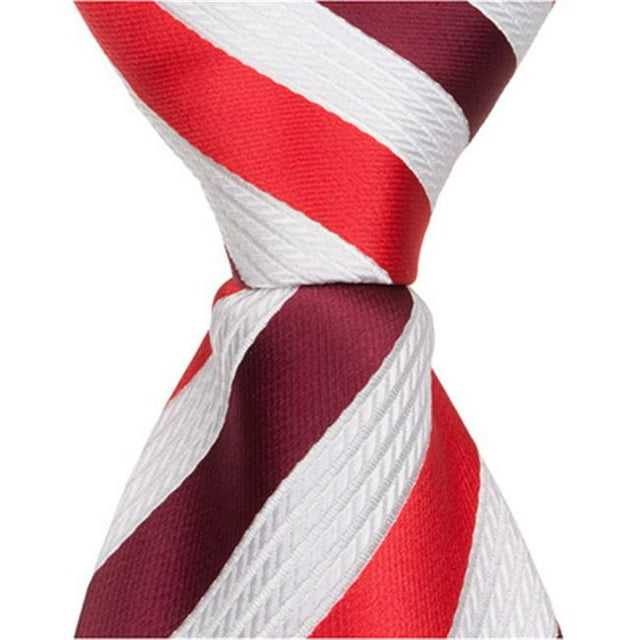 Matching Tie Guy 2667 R8 - 9.5 Po. Cravate à Fermeture Éclair - Rouge avec Rayures Blanches - 6 à 18 Mois