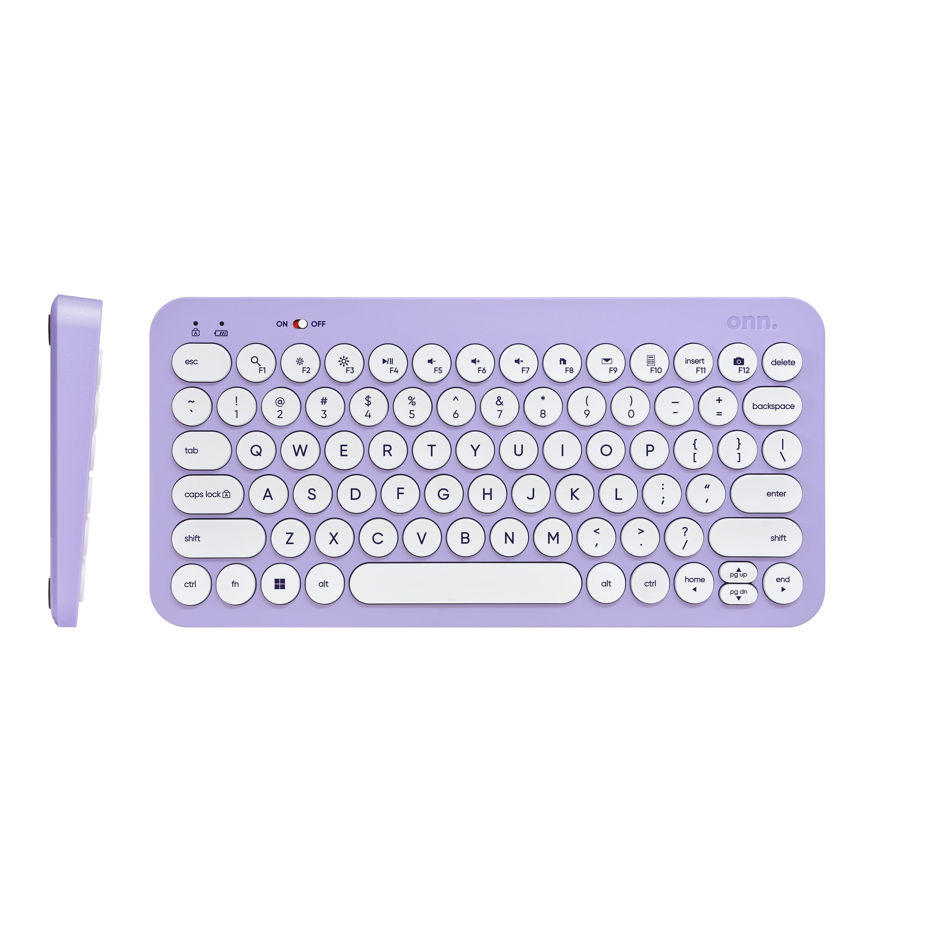 onn. Mini Compact Wireless Office Keyboard, Lavender