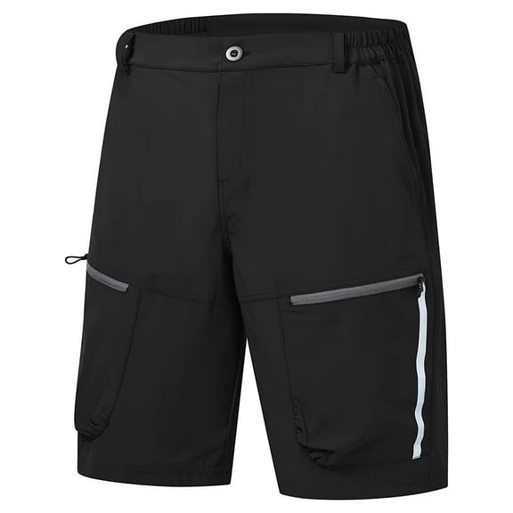 Weilanxin Men's Hiking Cargo Shorts Waterproof Reflective Stripe with 6 Zipper Pockets Black M