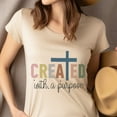 thumbnail image 4 of Created With A Purpose Christian T-Shirt | Cross Faith Graphic Tee, Natural, Size M, 4 of 6