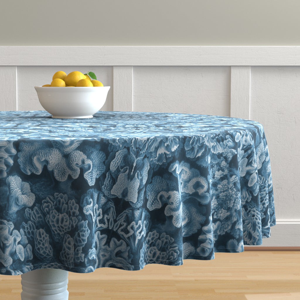 90 Cotton Sateen Table Runner Multi Moose Blue Small Scale Rustic Woods Colleciton Woodland Winter Trendy Elk Print Custom Table Linens by Spoonflower